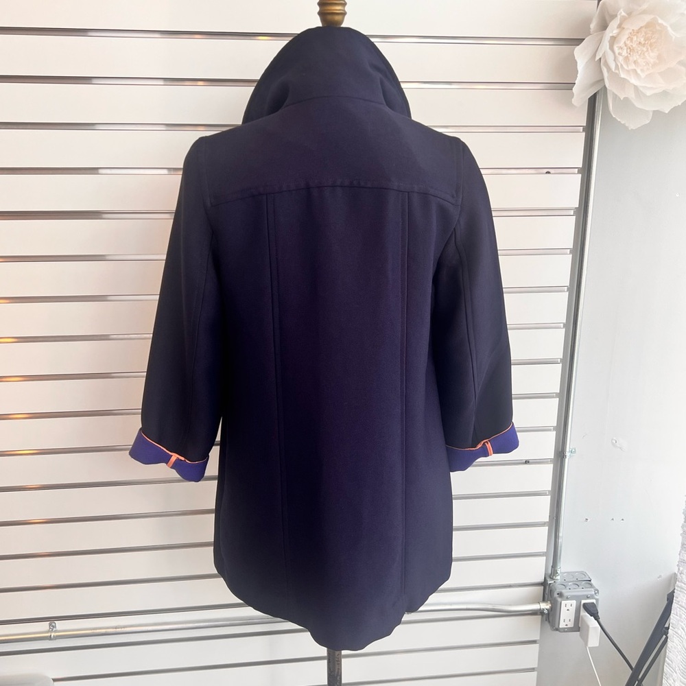 Anthropologie Navy Pea Coat - Women’s Purple & Orange Accents - NWT - Picture 5 of 16